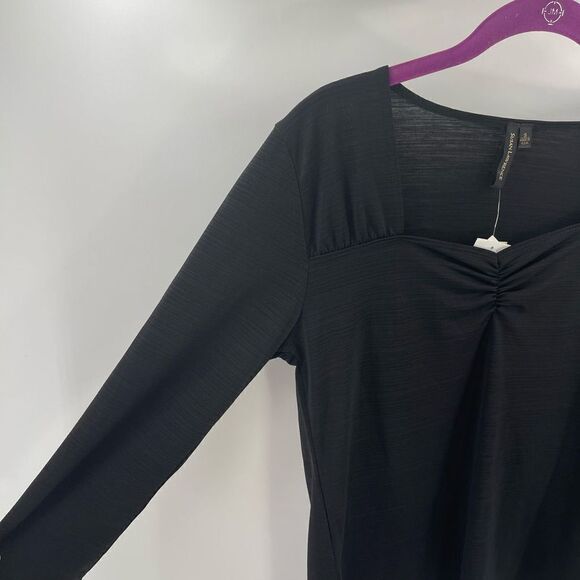 Susan Lawrence NEW long sleeve black stretch top blouse shirt - Picture 7 of 11